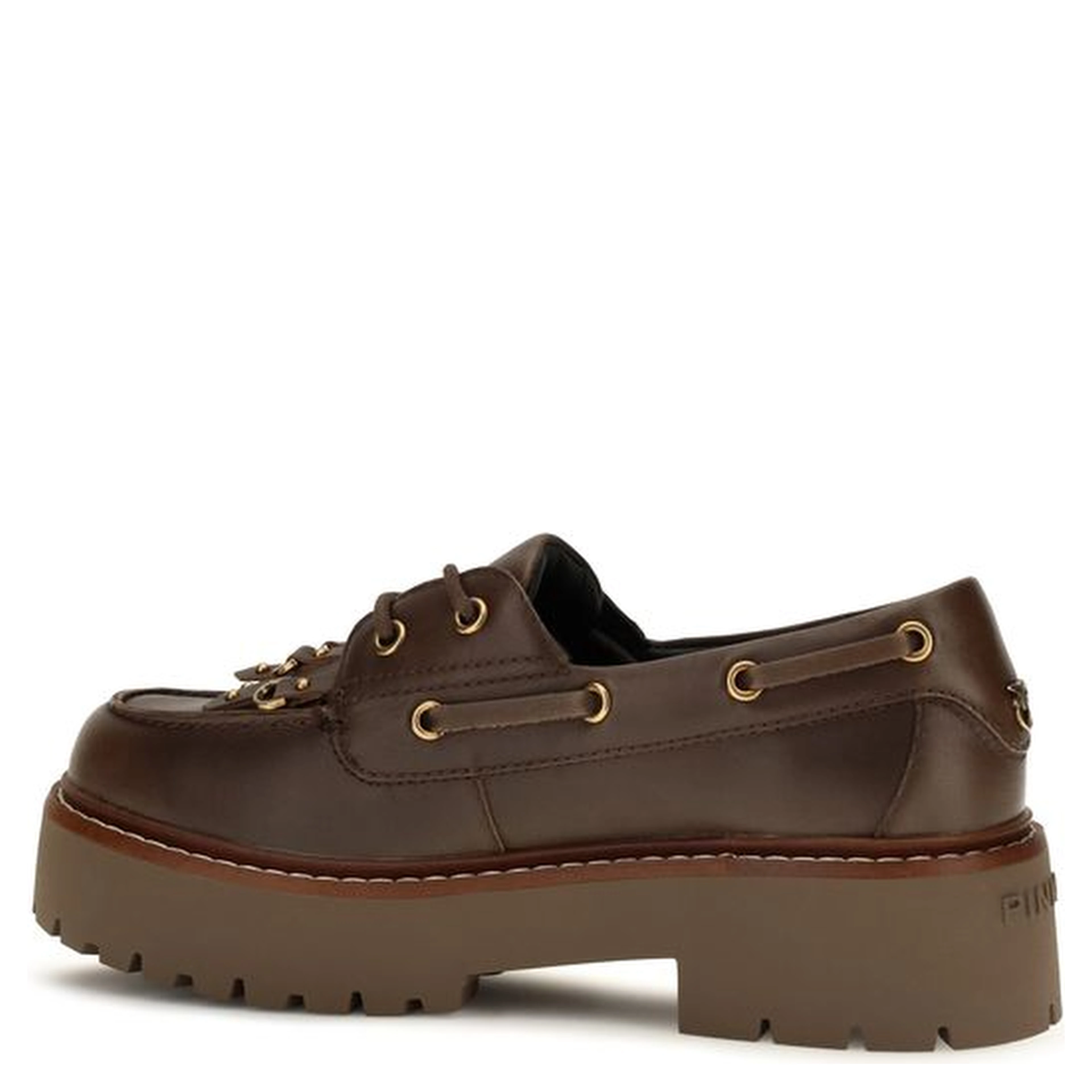 Brown Calf Leather Bos Taurus Platform Loafers