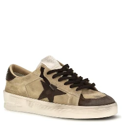 Beige Calf Leather Bos Taurus Sneakers