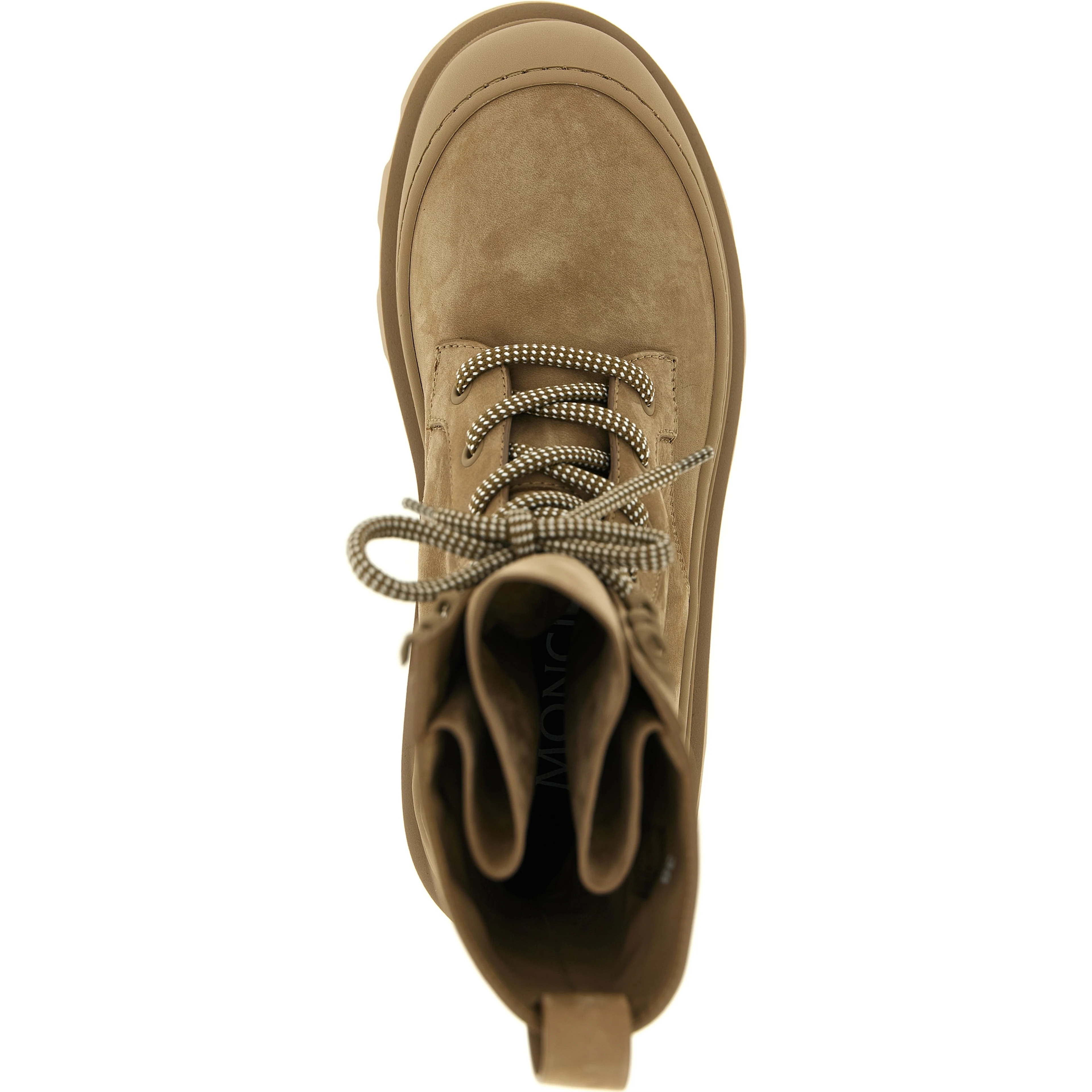 Beige Leather Lace-Up Boots