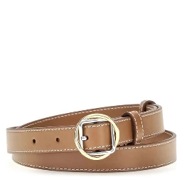 Beige Calf Leather Bos Taurus Thin Belt