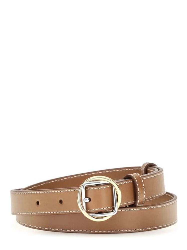Beige Calf Leather Bos Taurus Thin Belt