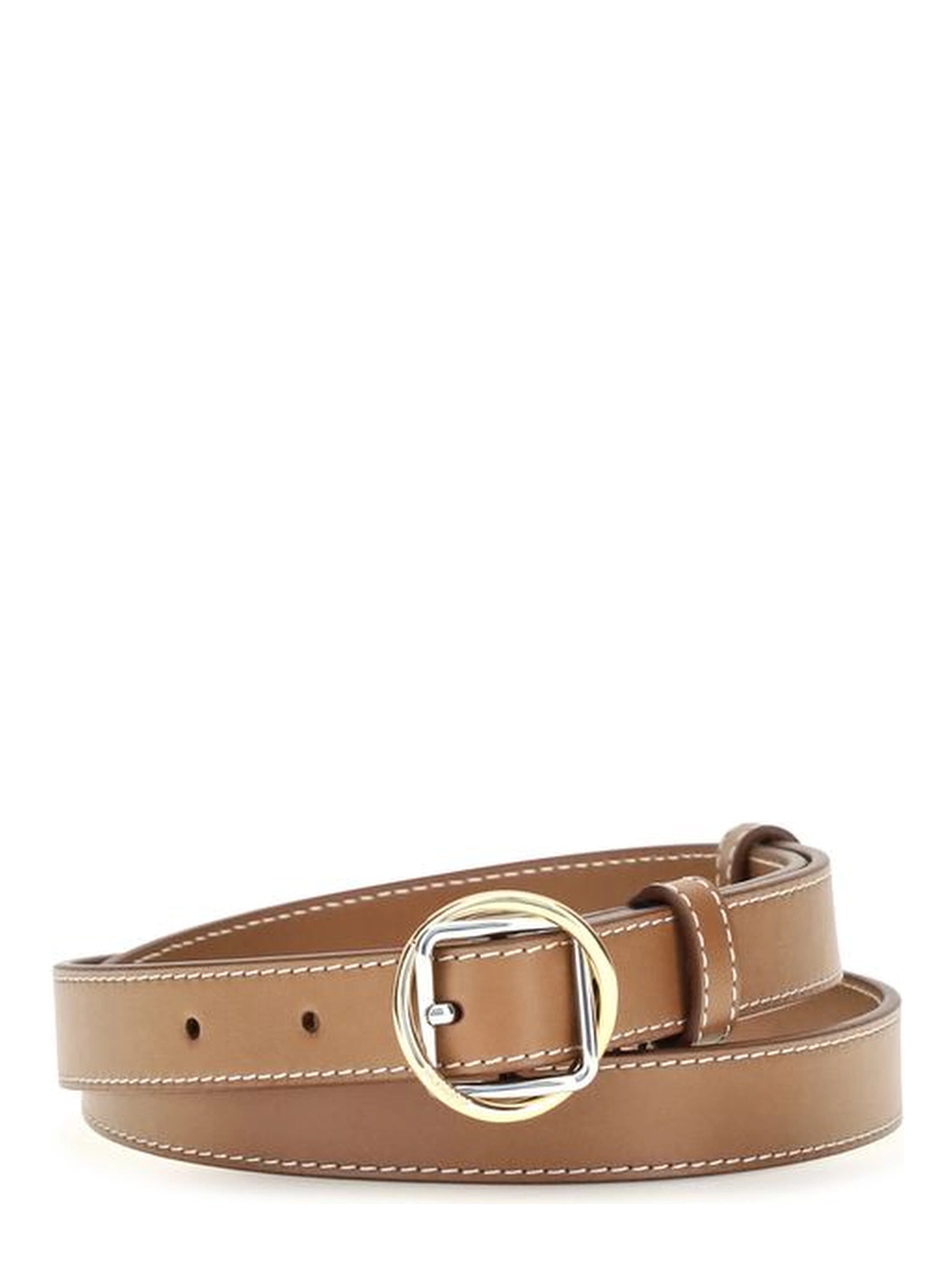Beige Calf Leather Bos Taurus Thin Belt