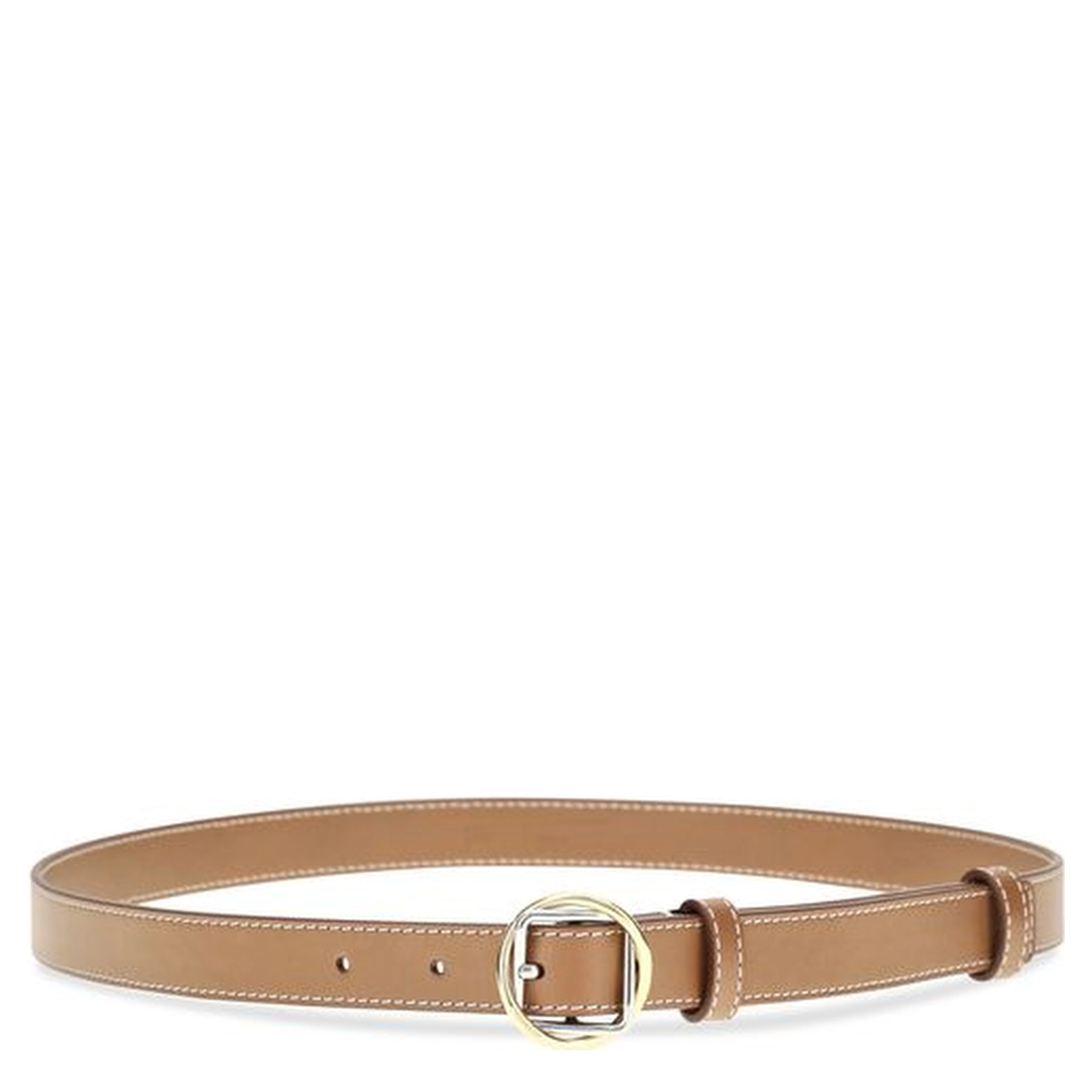 Beige Calf Leather Bos Taurus Thin Belt