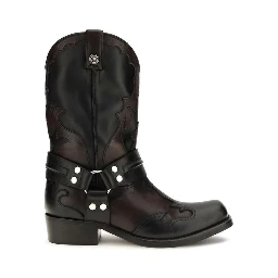 Black Calf Leather Bos Taurus Ankle Boots