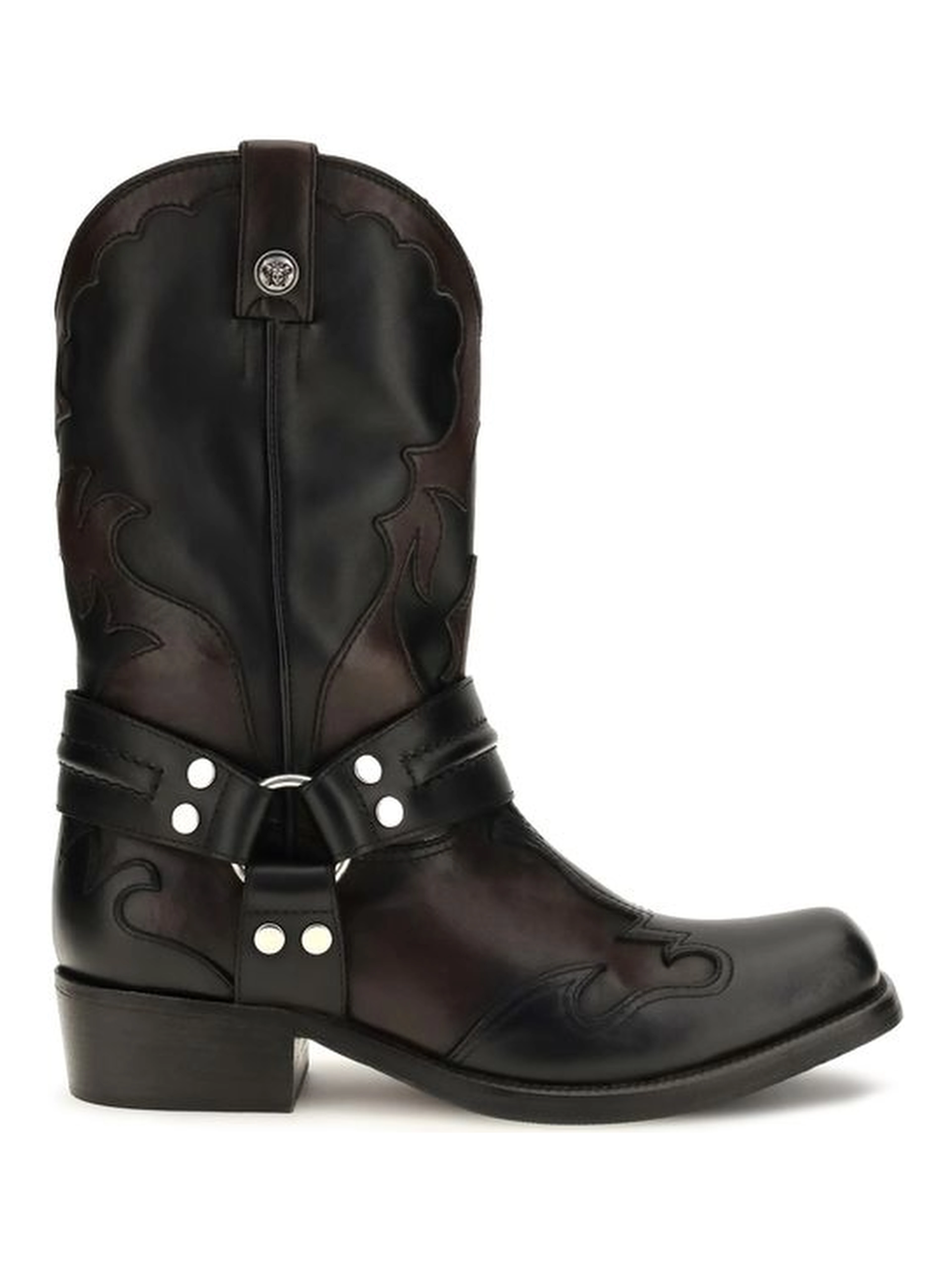 Black Calf Leather Bos Taurus Ankle Boots