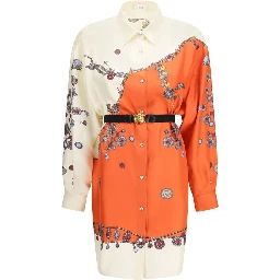 Orange Silk Casual Dress