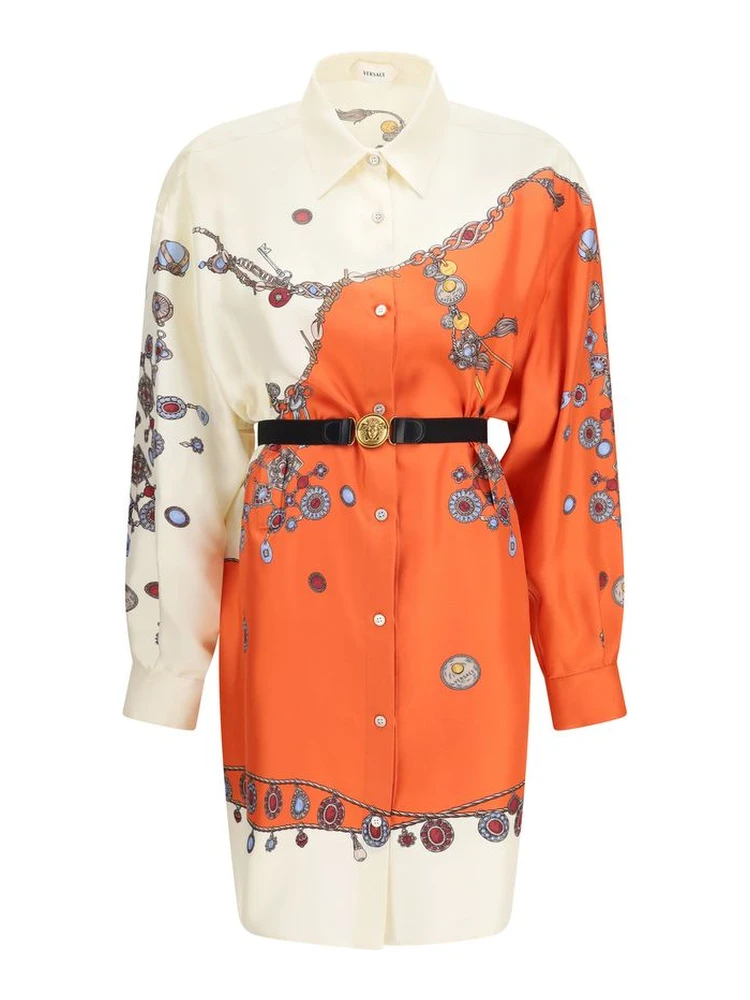 Orange Silk Casual Dress