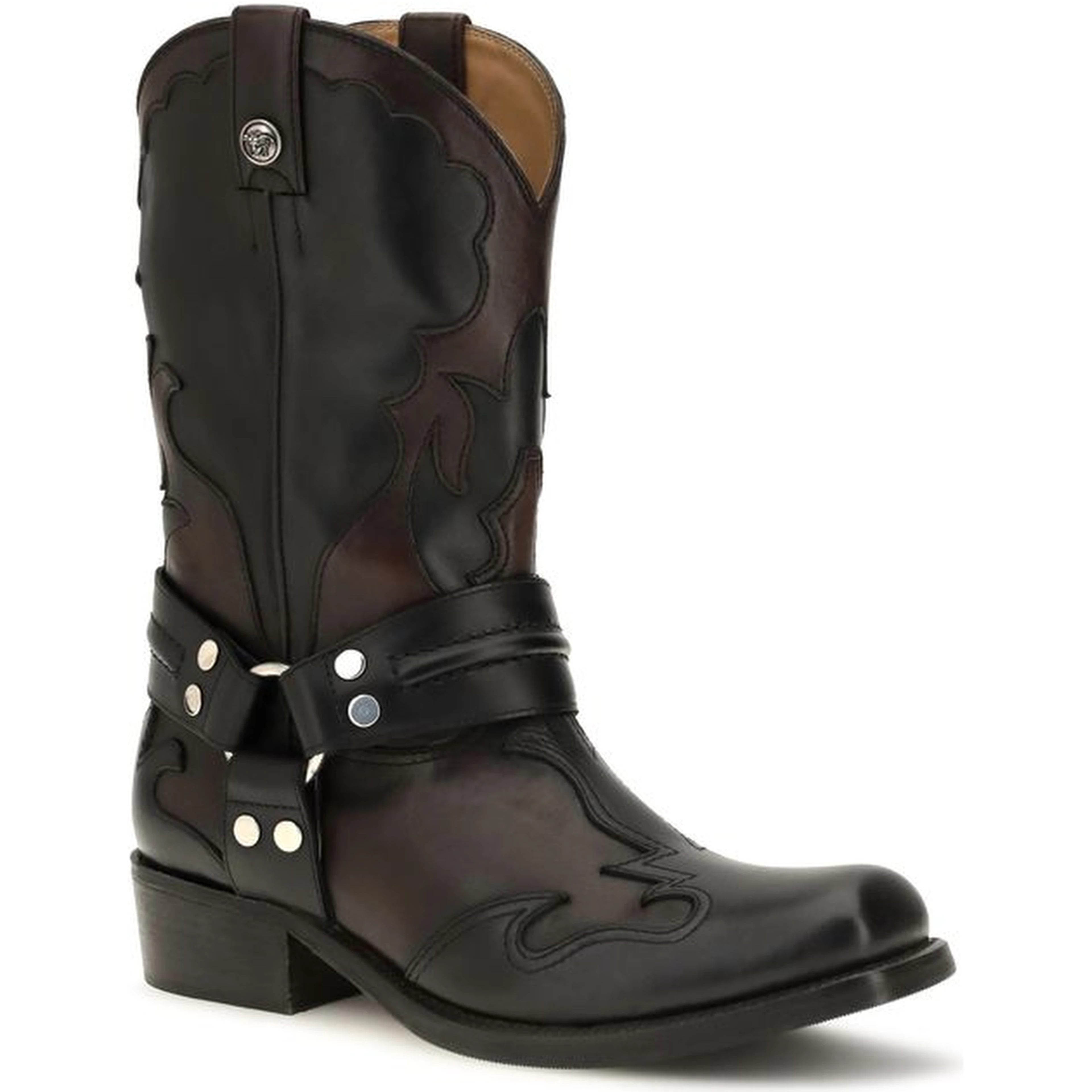 Black Calf Leather Bos Taurus Ankle Boots