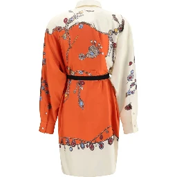 Orange Silk Casual Dress