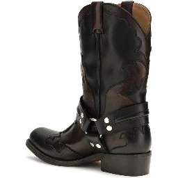 Black Calf Leather Bos Taurus Ankle Boots