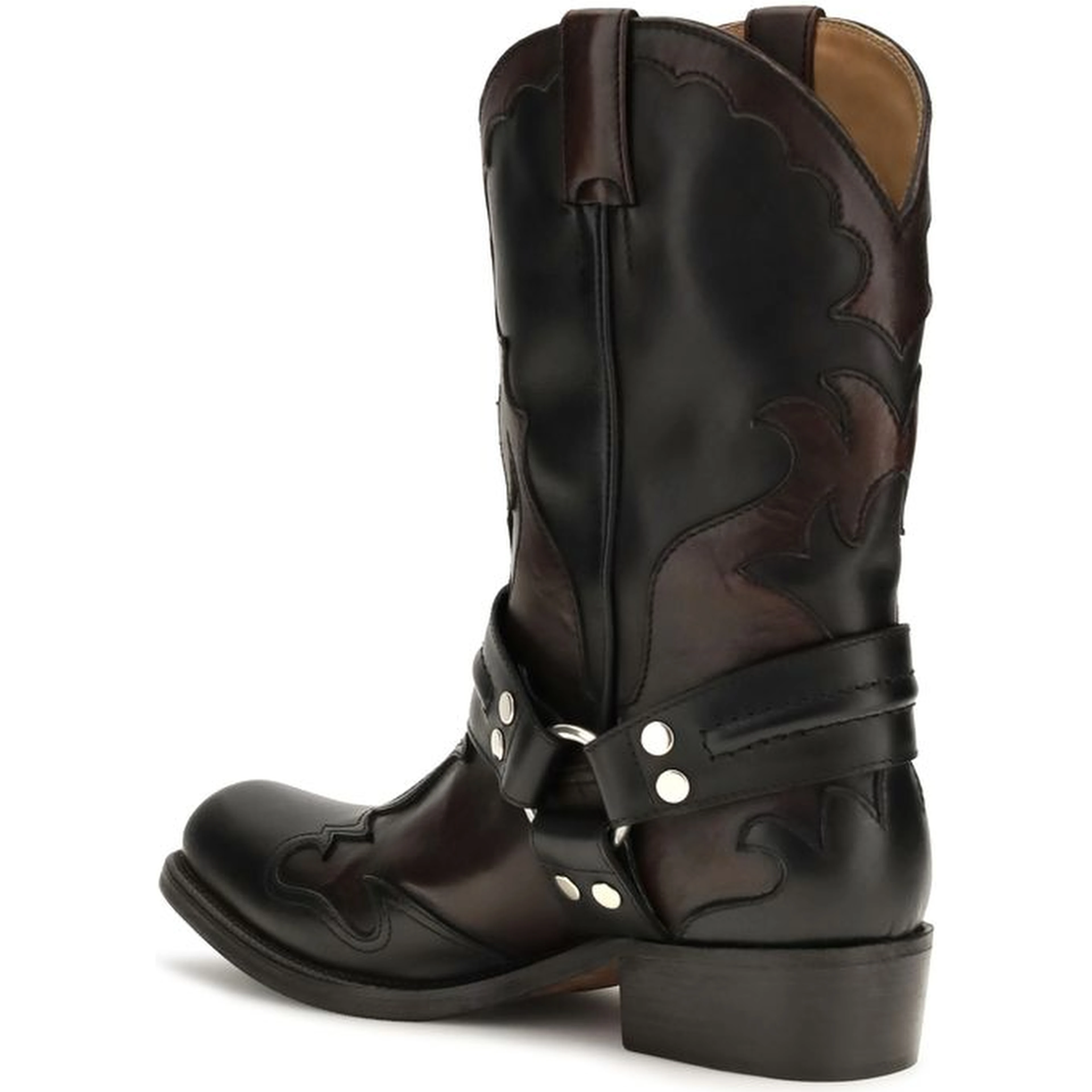 Black Calf Leather Bos Taurus Ankle Boots
