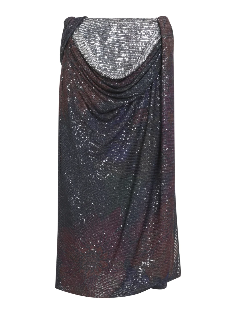 Maison Margiela Sequins Draped Maxi Skirt