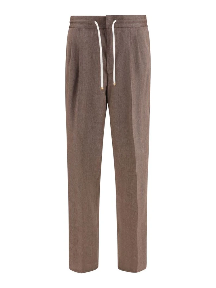 Brown Linen Casual Pants