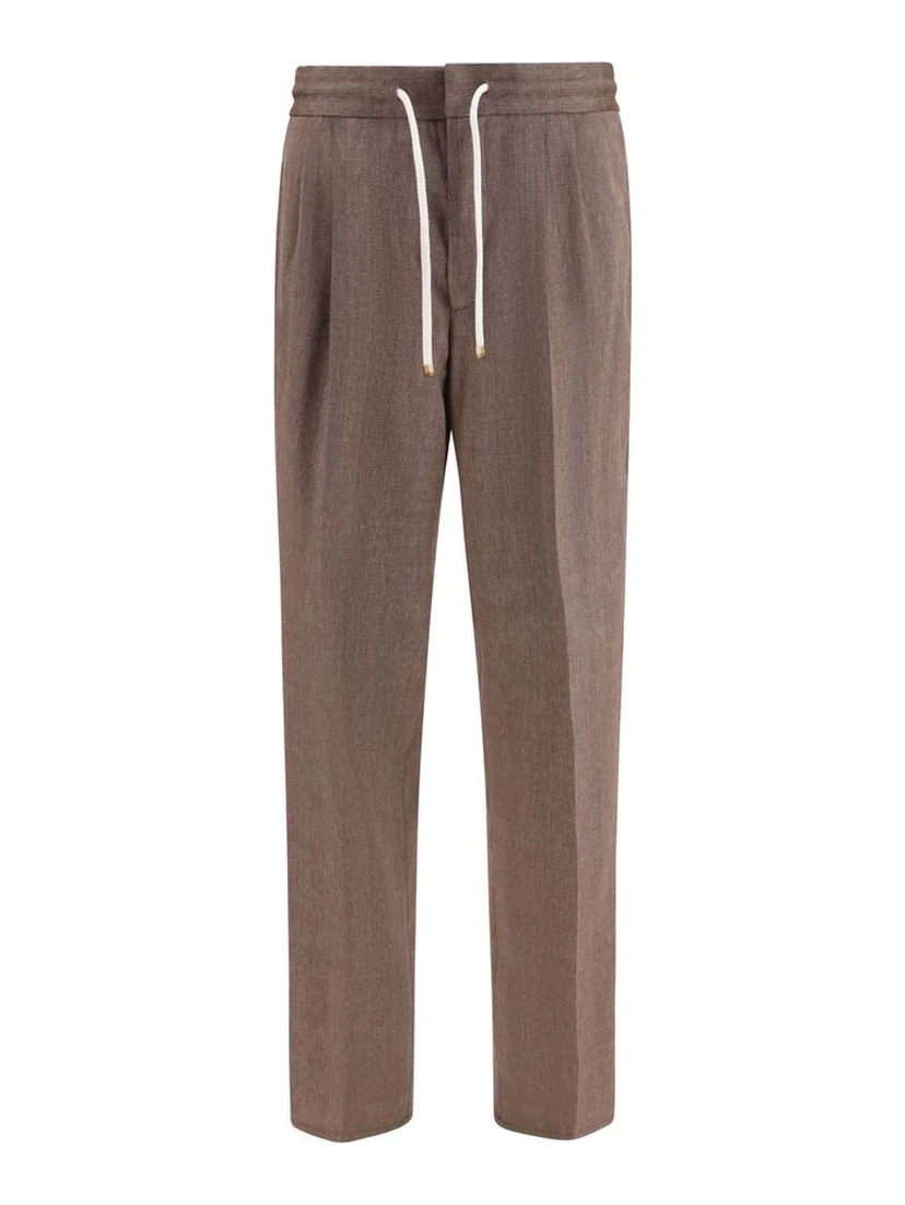 Brown Linen Casual Pants