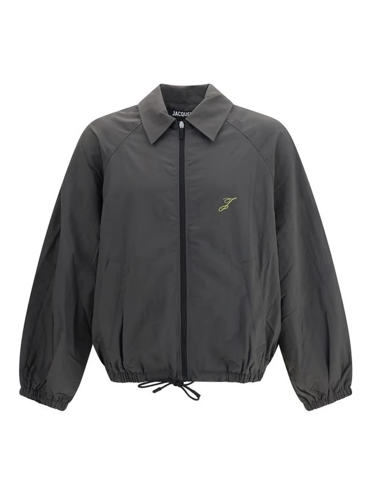 Gray Polyamide Full-Length Jacket