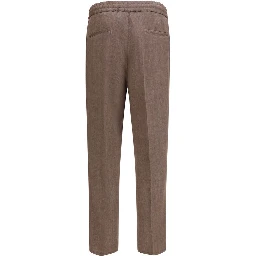 Brown Linen Casual Pants