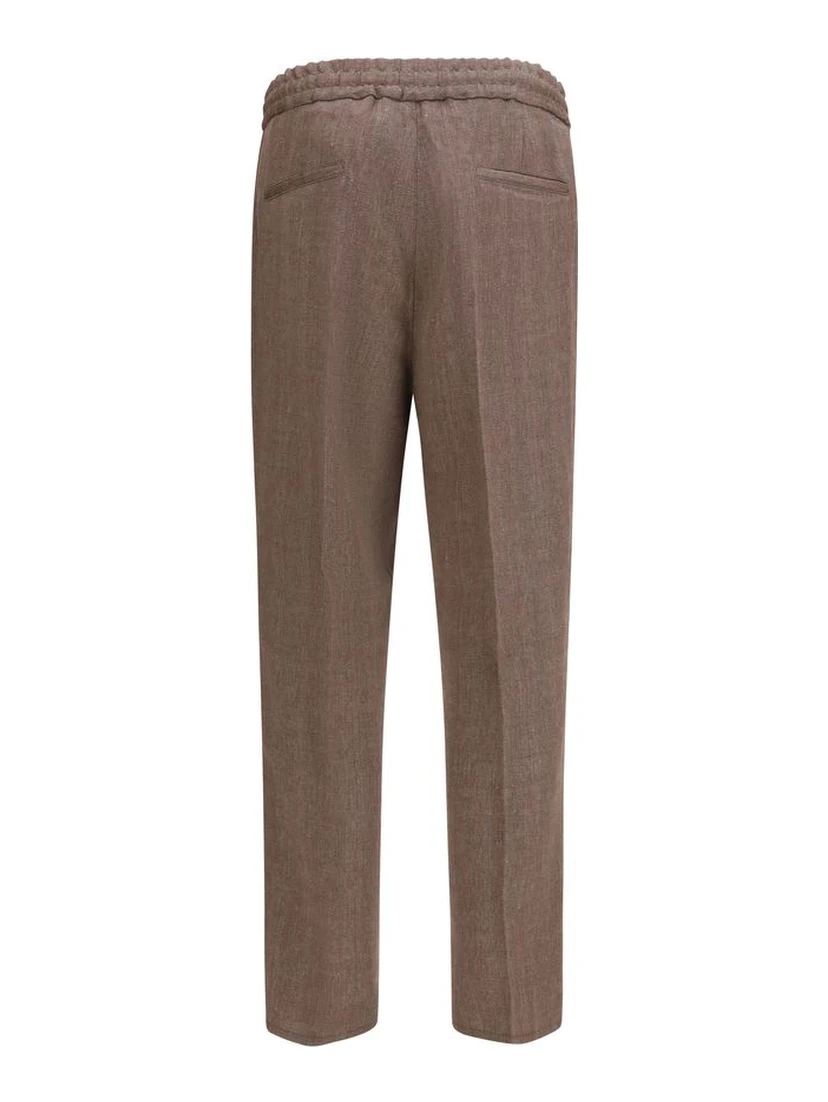 Brown Linen Casual Pants