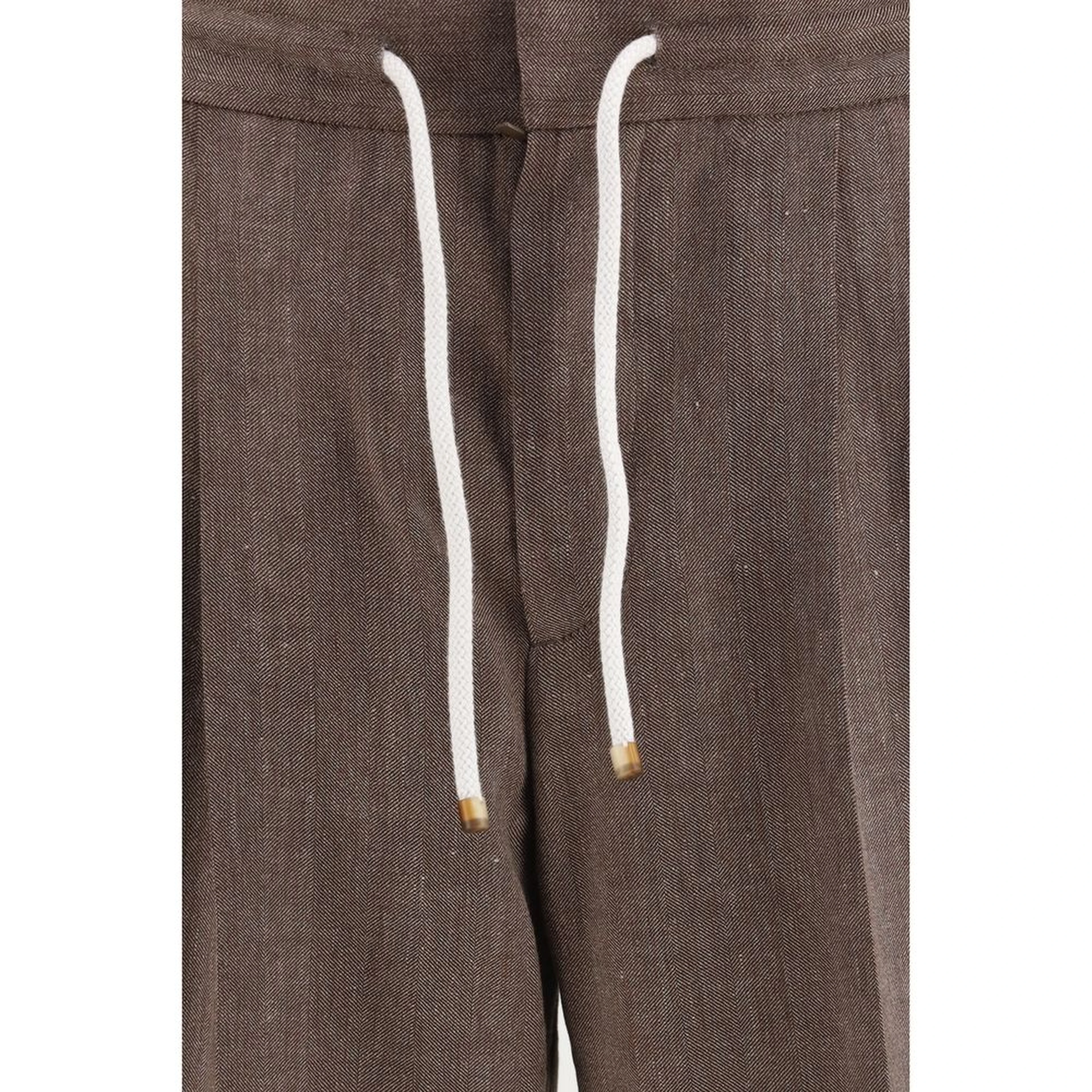 Brown Linen Casual Pants