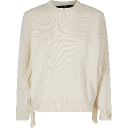 MAGLIA GIROCOLLO M/L CON FRANGE