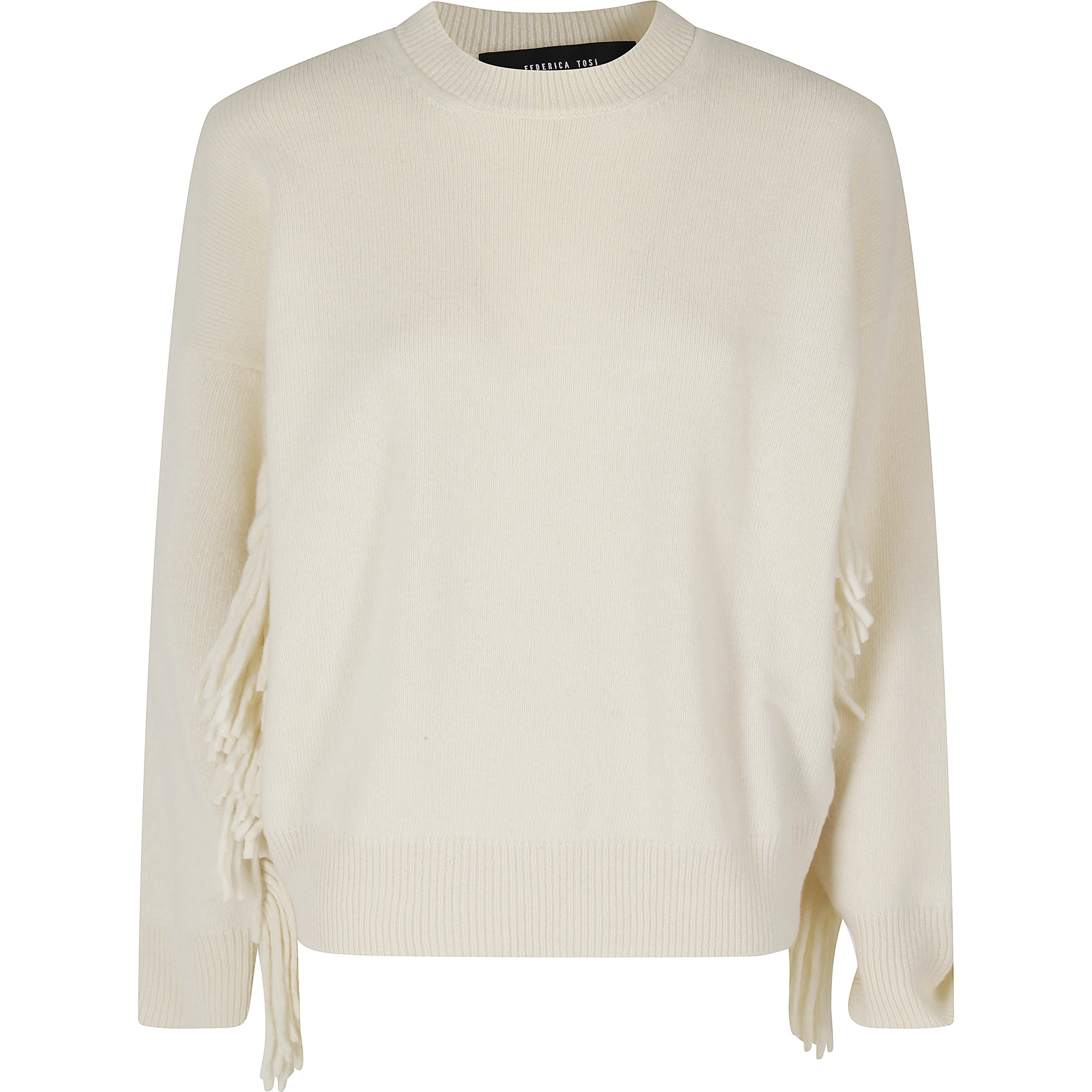 MAGLIA GIROCOLLO M/L CON FRANGE