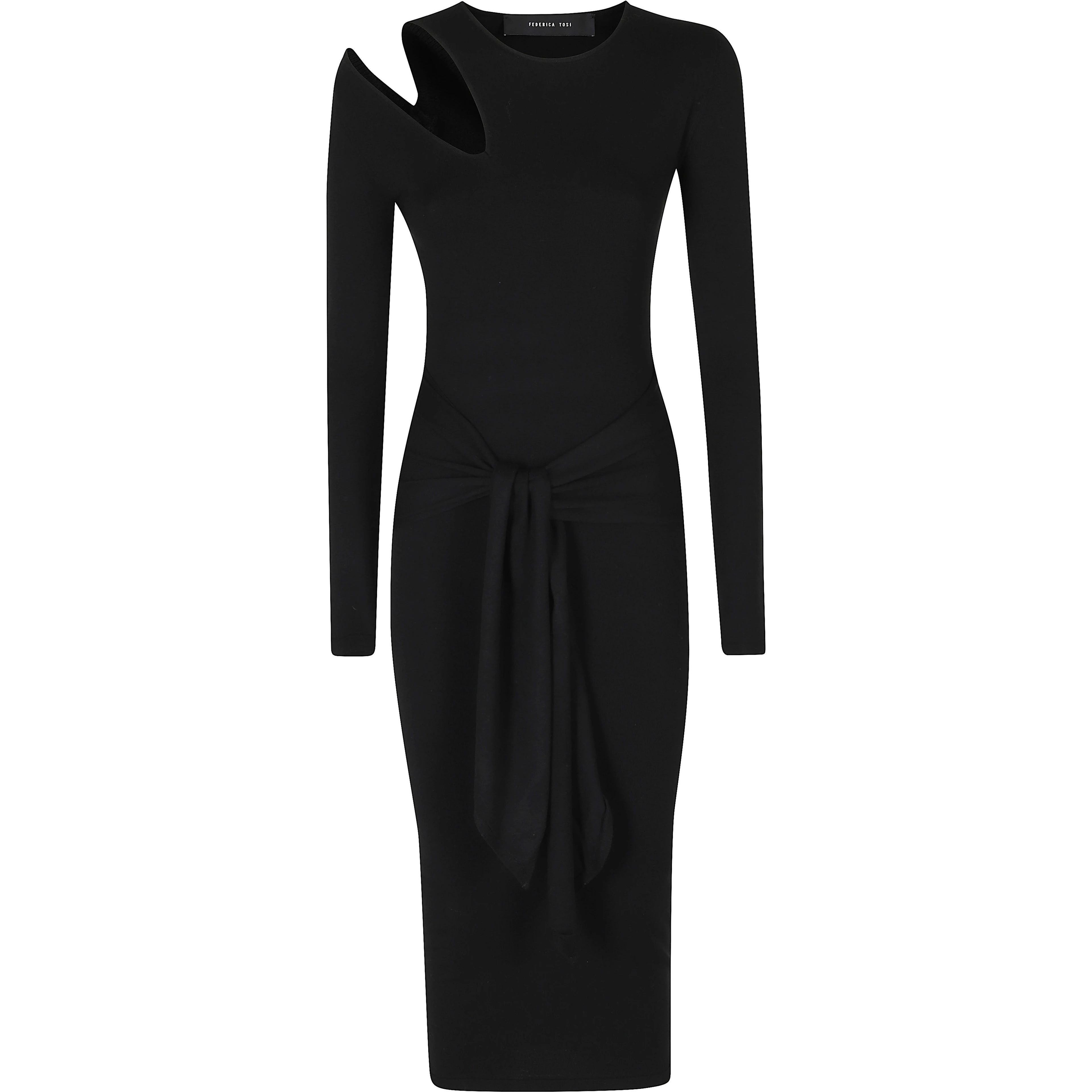ABITO MIDI SPALLA CUT OFF IN VISCOSA