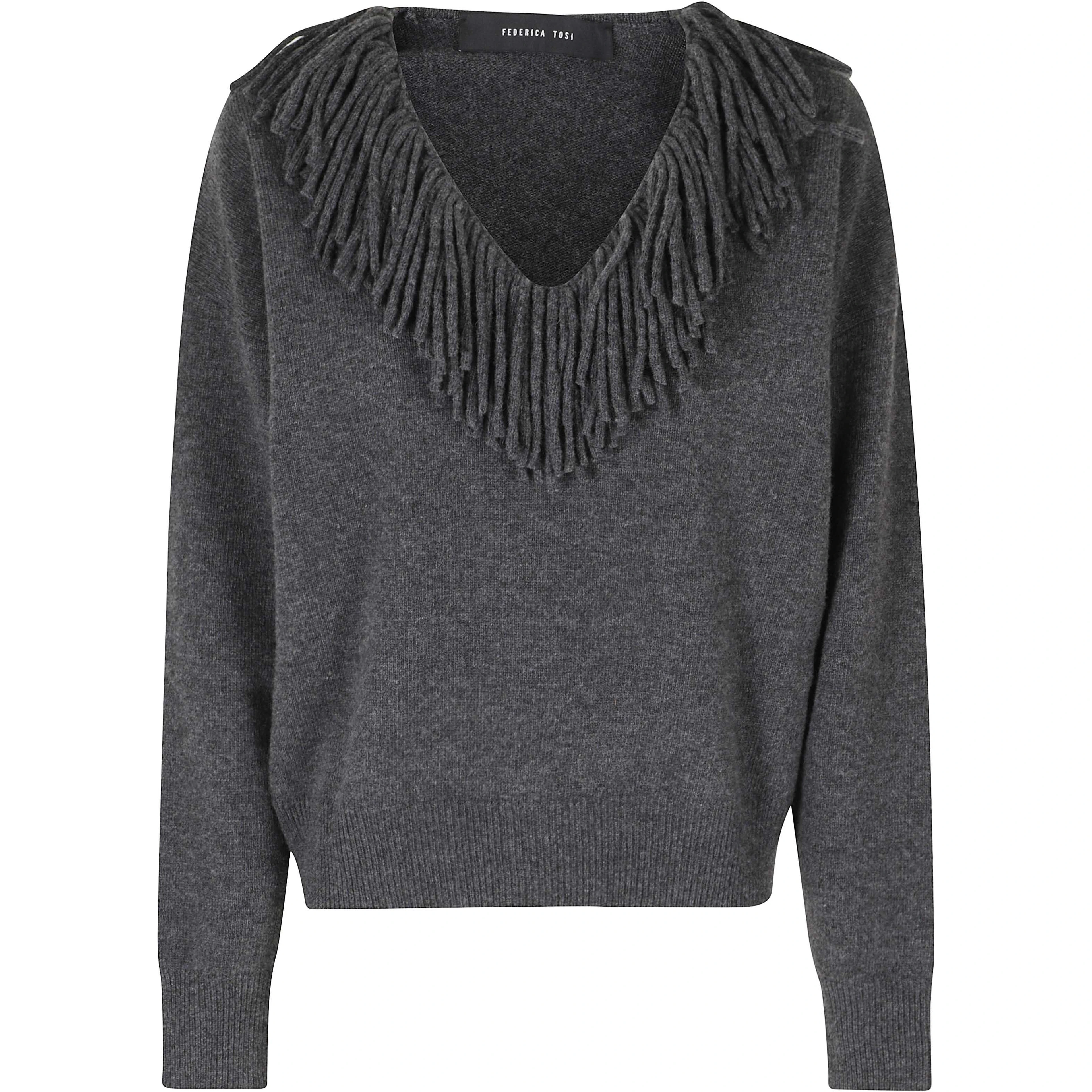 MAGLIA SCOLLO V CON FRANGE