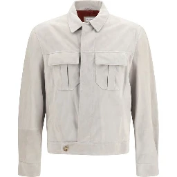 Beige Leather Leather Jacket
