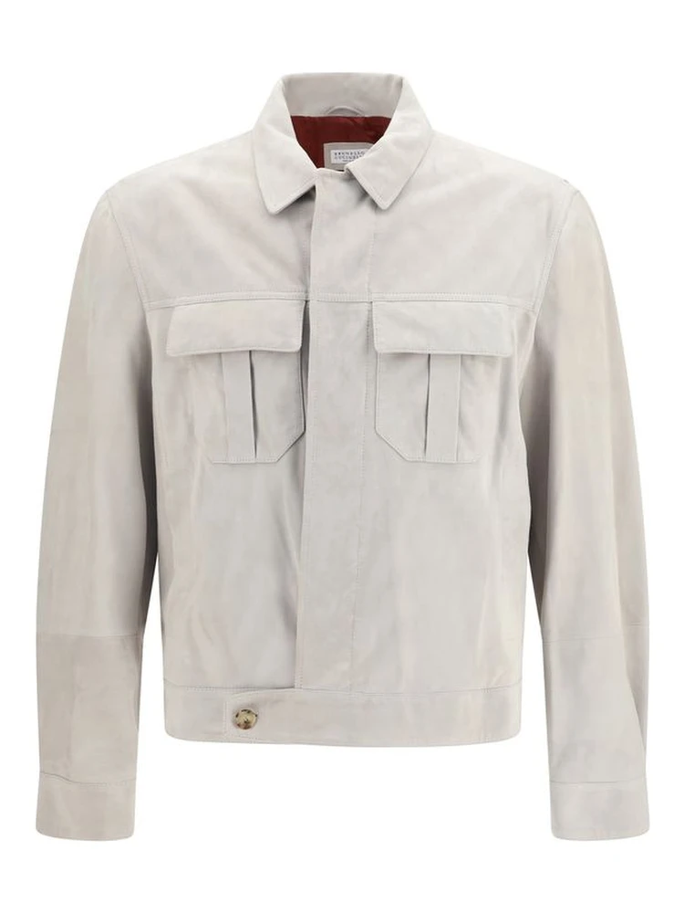 Beige Leather Leather Jacket