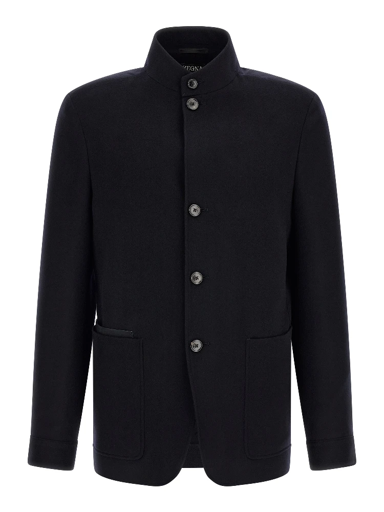 Blue Cashmere Full-Length Jacket