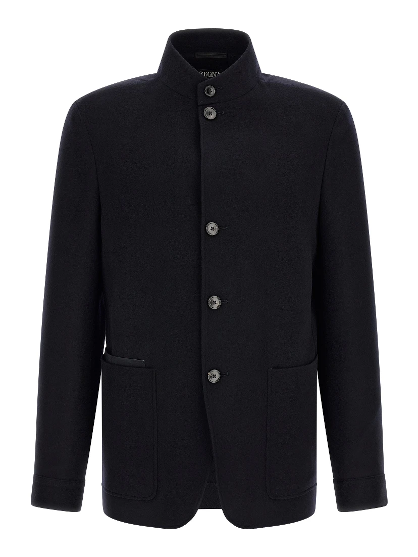 Blue Cashmere Full-Length Jacket