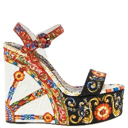 Multicolor Viscose Wedge Sandals