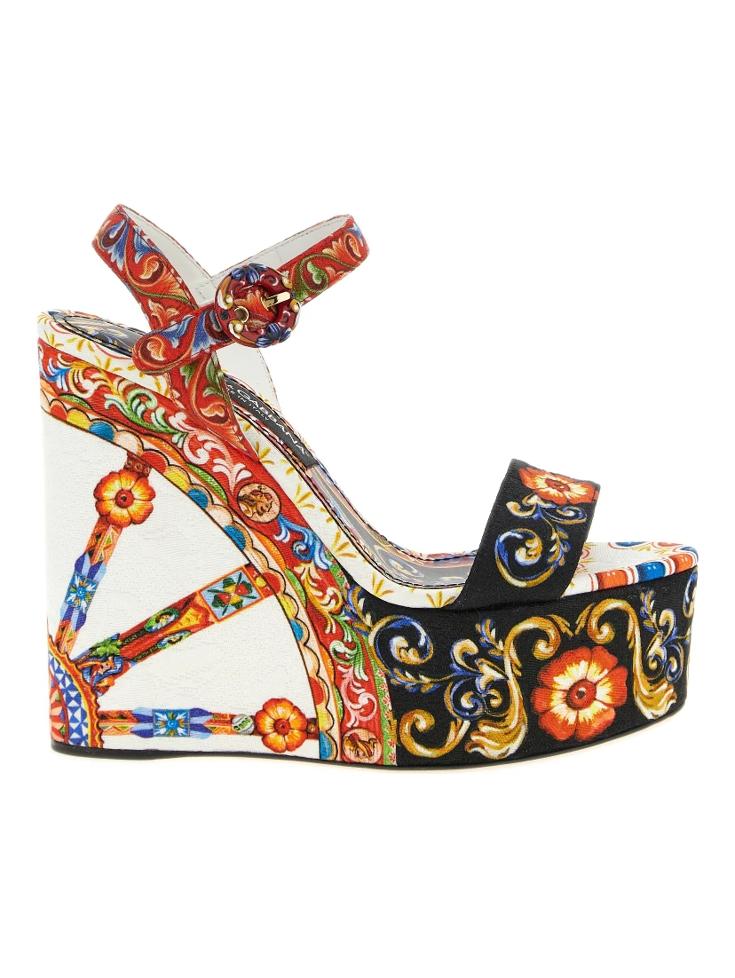 Multicolor Viscose Wedge Sandals