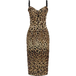 Brown Polyamide Midi Dress