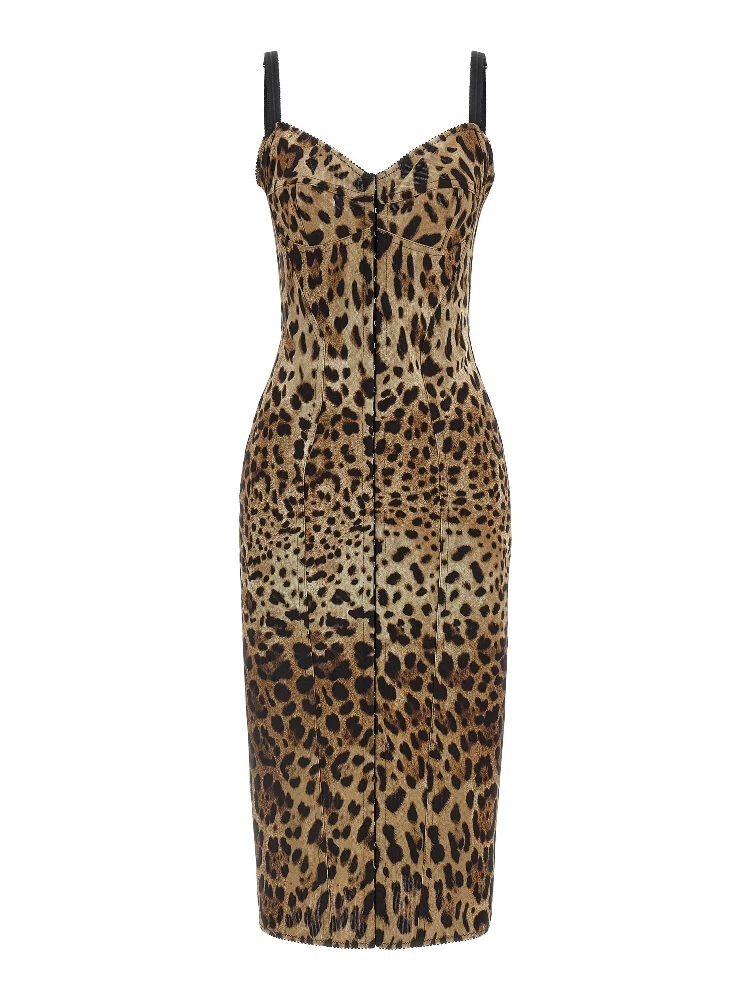 Brown Polyamide Midi Dress