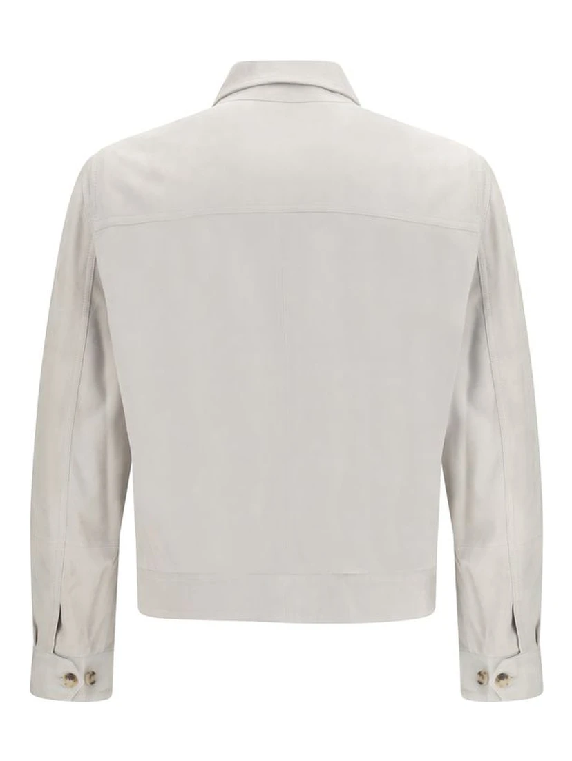 Beige Leather Leather Jacket
