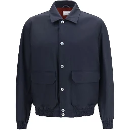 Blue Silk Biker Jacket