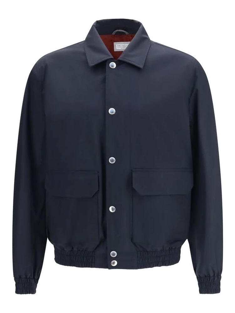 Blue Silk Biker Jacket