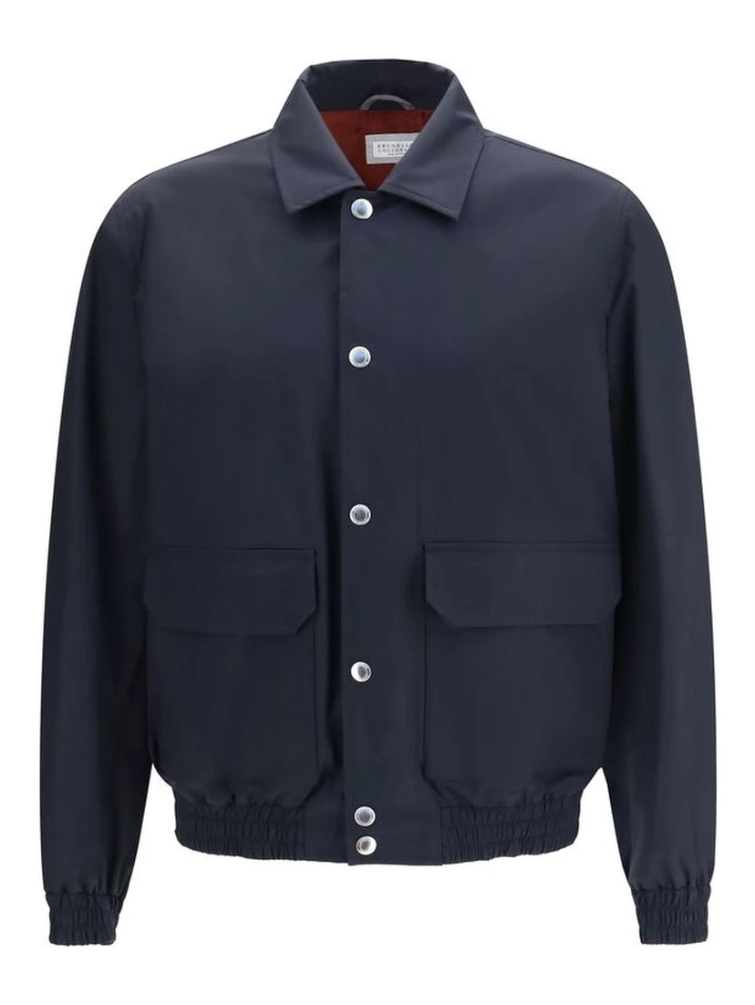 Blue Silk Biker Jacket
