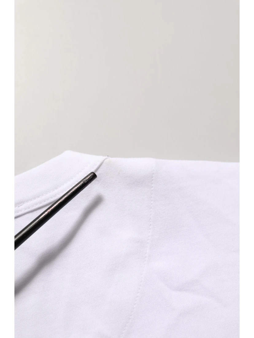 White Cotton Crew Neck Short Sleeves T-shirt