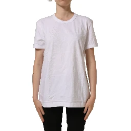 White Cotton Crew Neck Short Sleeves T-shirt
