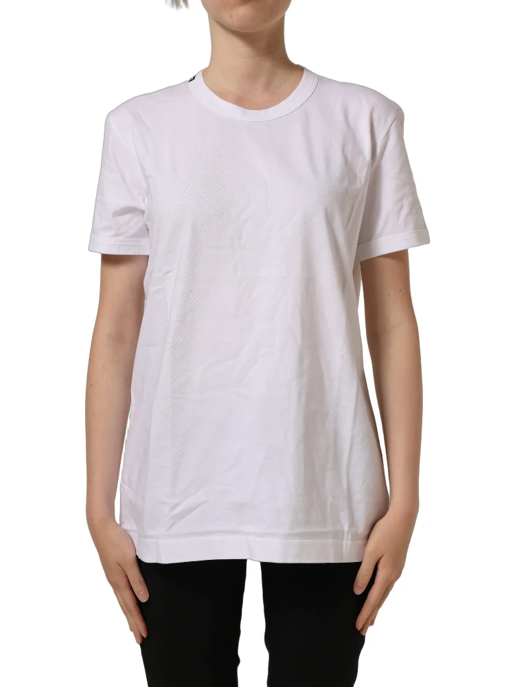 White Cotton Crew Neck Short Sleeves T-shirt alternative