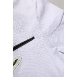 White Cotton Rose Patch Crew Neck T-shirt