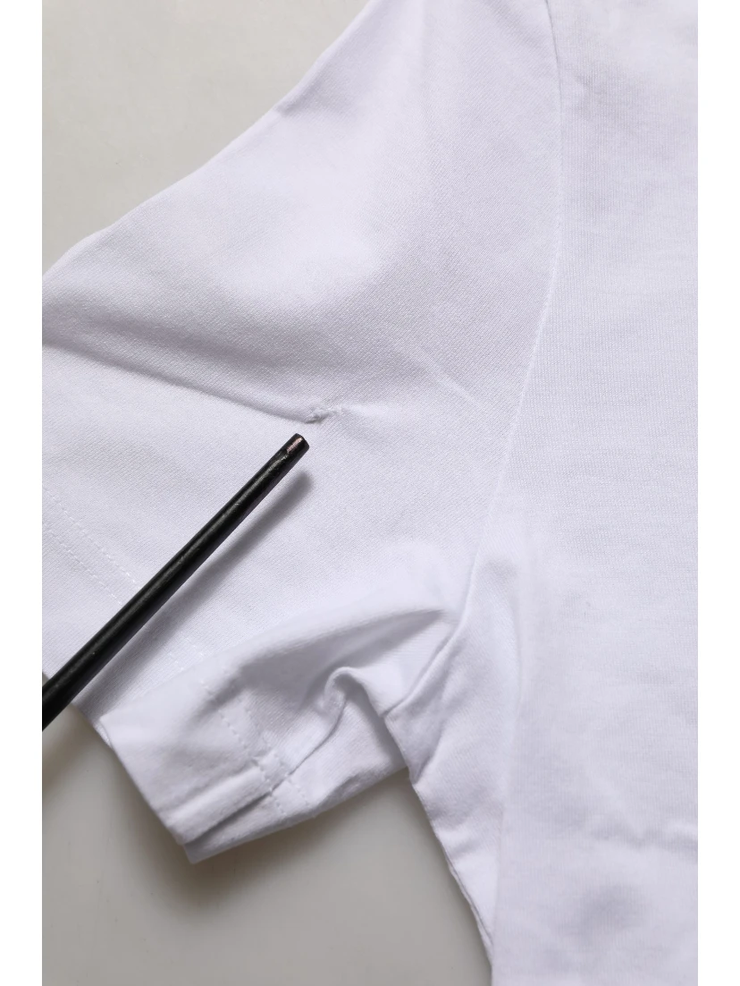 White Cotton Rose Patch Crew Neck T-shirt