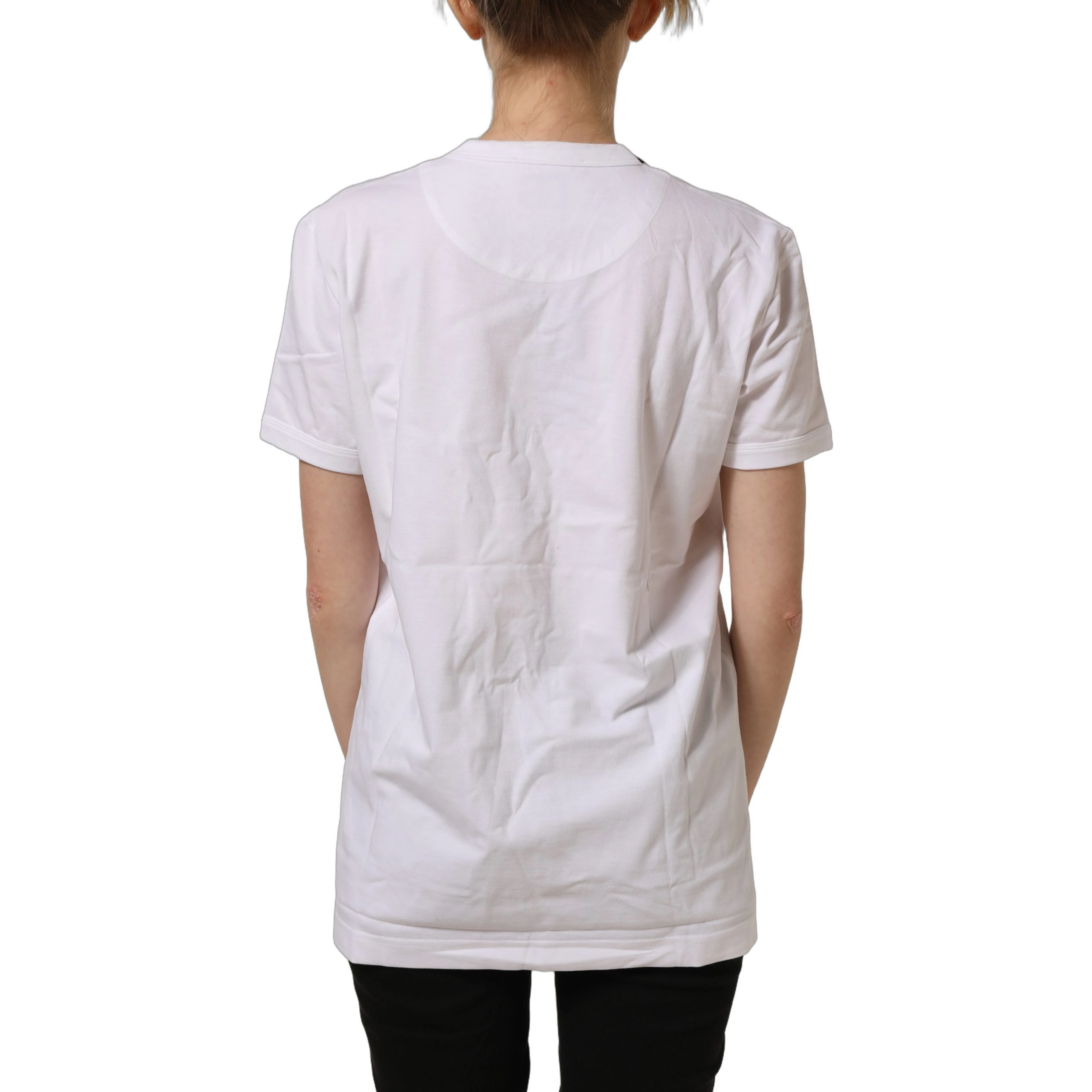 White Cotton Crew Neck Short Sleeves T-shirt
