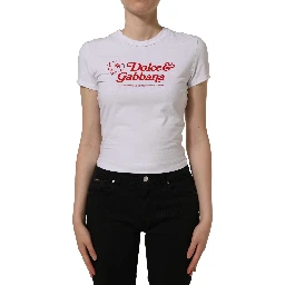 White Floral Logo Print Crew Neck T-shirt