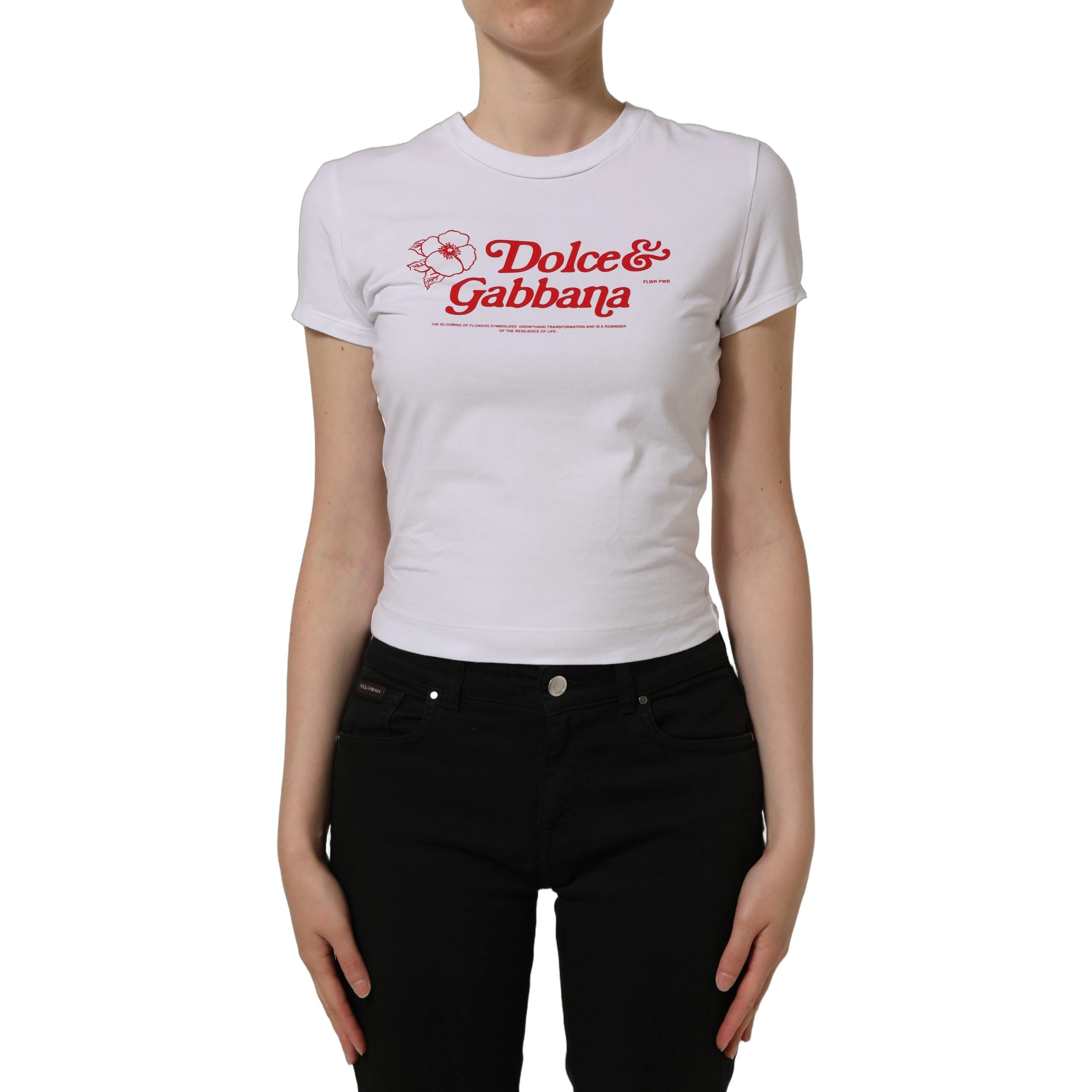 White Floral Logo Print Crew Neck T-shirt