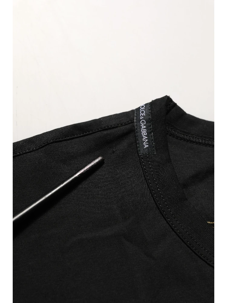 Black Cotton Crew Neck Short Sleeve T-shirt