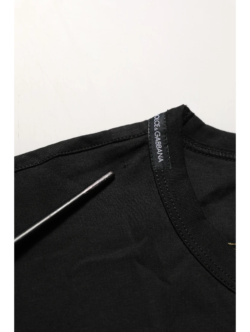 Black Cotton Crew Neck Short Sleeve T-shirt