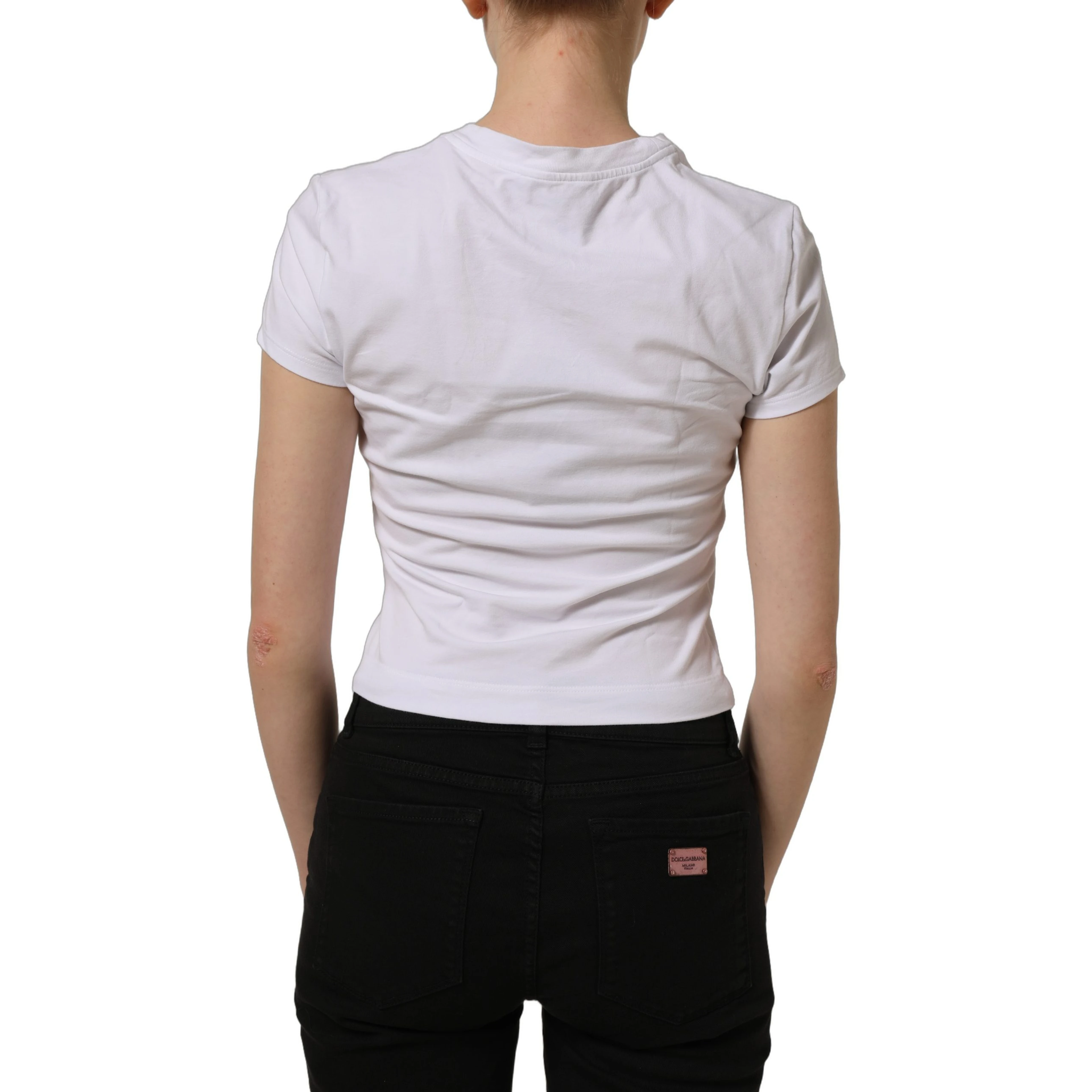 White Floral Logo Print Crew Neck T-shirt