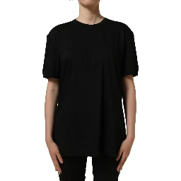 Black Cotton Crew Neck Short Sleeve T-shirt